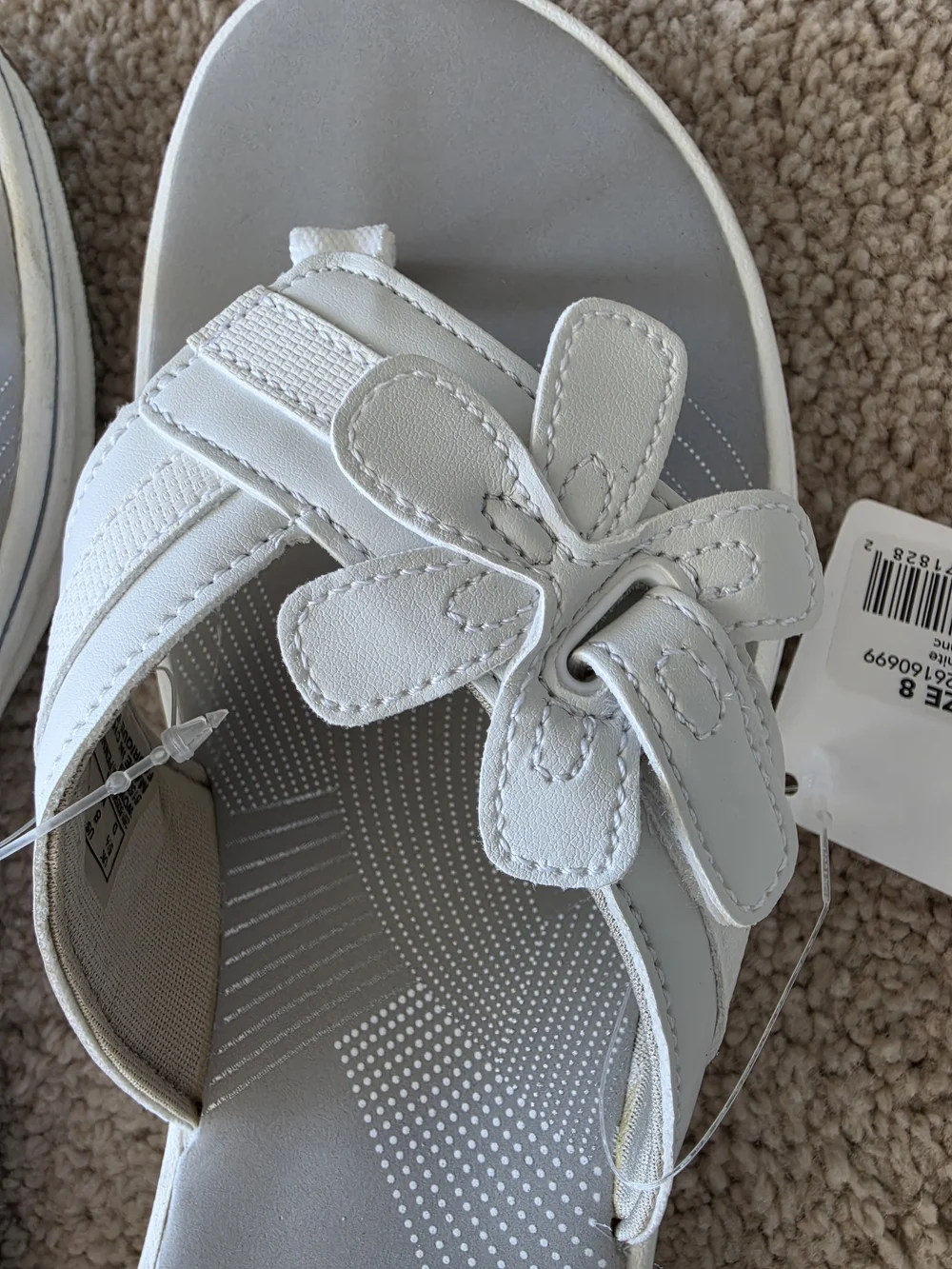 Clarks White Floral Cloudsteppers Slip-On Sandals - Picture 6 of 6